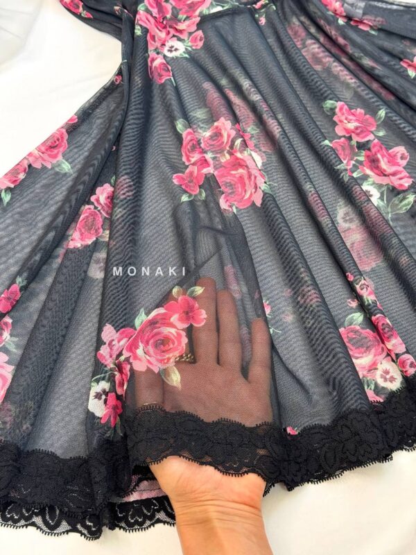 لباس خواب حریر بدنما گلدار