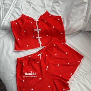 ست تاپ شورتک کبریتی قلبی