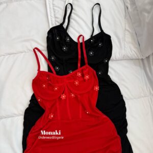 لباس خواب فنردار گل برجسته